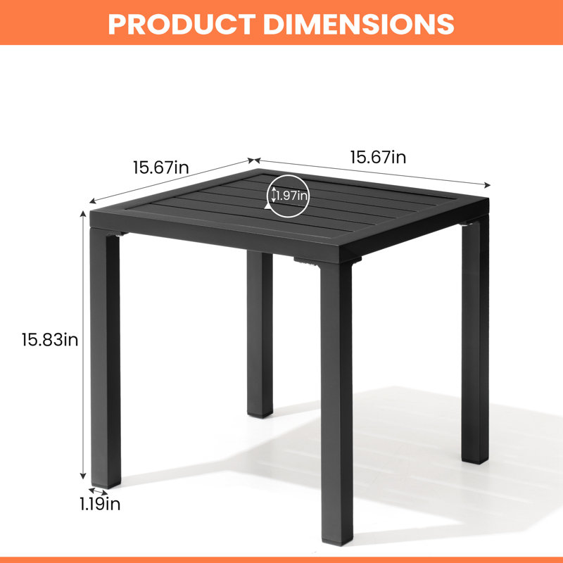 Aluminum Square Side/End Table, Black