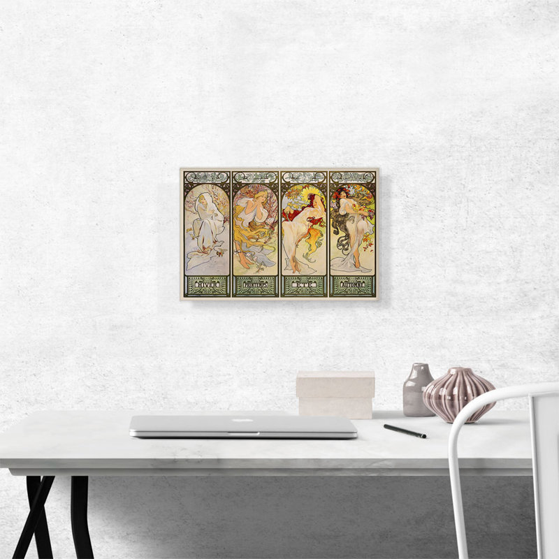 «The Seasons, Les Saisons» par Alphonse Mucha - reproduction d'art sur toile tendue, H 12 po x l 18 po x 1,5 po