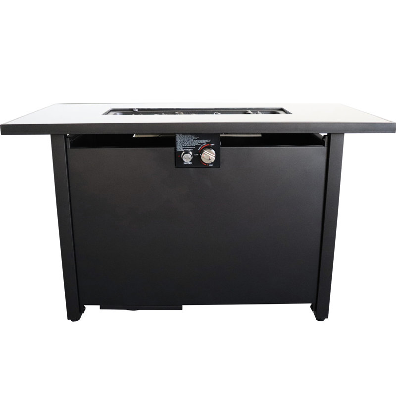 42" W X 25" H Black Steel Fireplace Table, 50000Btu Output Outdoor Fire Pit Steel, Black, 50000 Capacity
