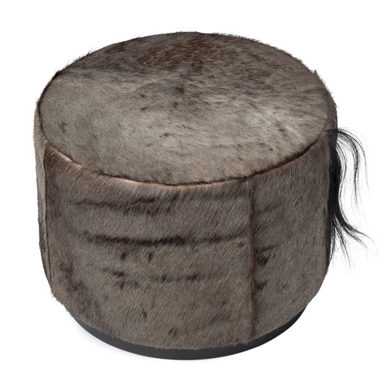 Wildebeest Hide Round Ottoman