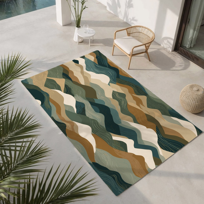 Aurora Veins Indoor And Outdoor Area Rug, Rectangle 4' x 6'