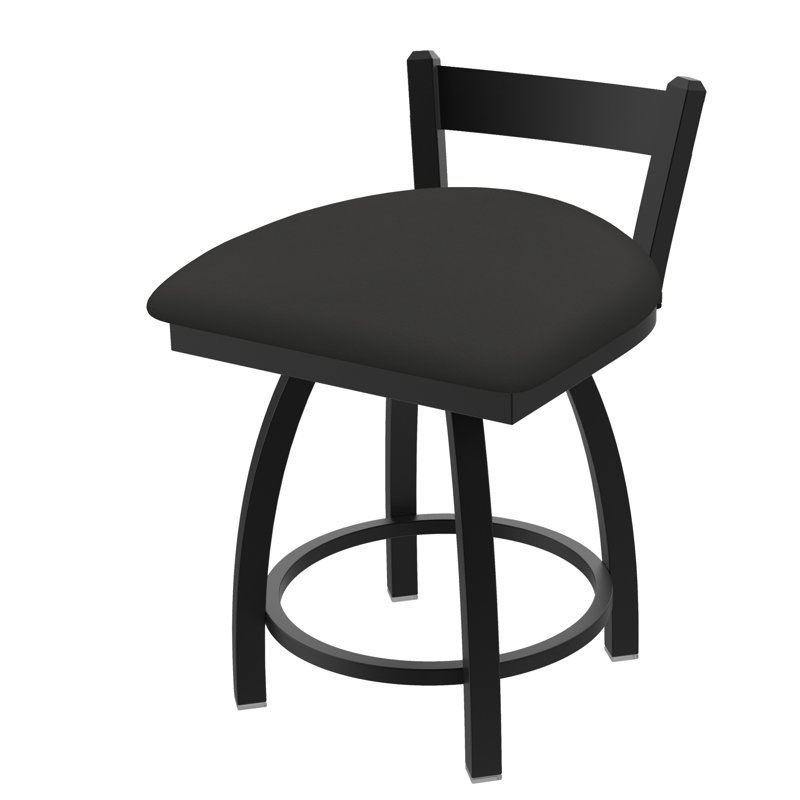 Tabouret de coiffeuse à dossier bas 18 po Catalina, Vinyle et rênes Adobe, Noir froissé