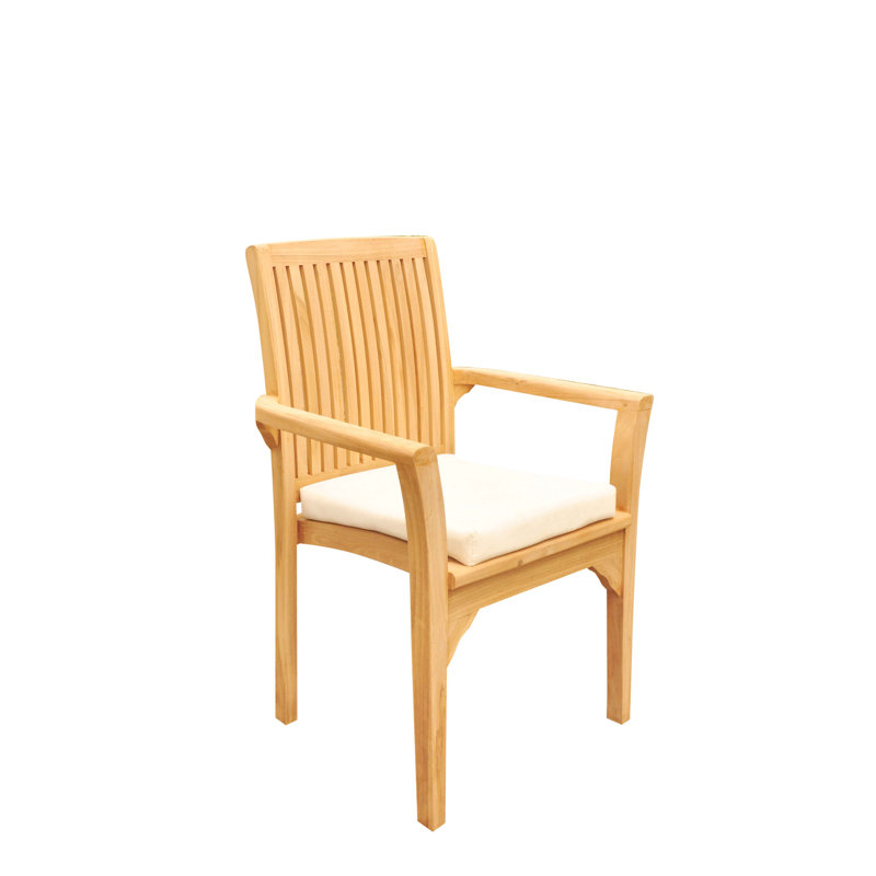 Natural Teak Stacking Outdoor Dining Chair with Cushions