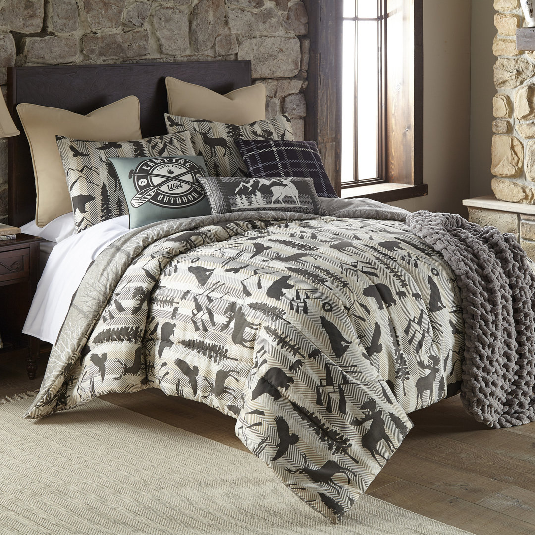 Forest Weave Brown/Taupe Microfiber Reversible 3 Piece Comforter Set Donna Sharp 
