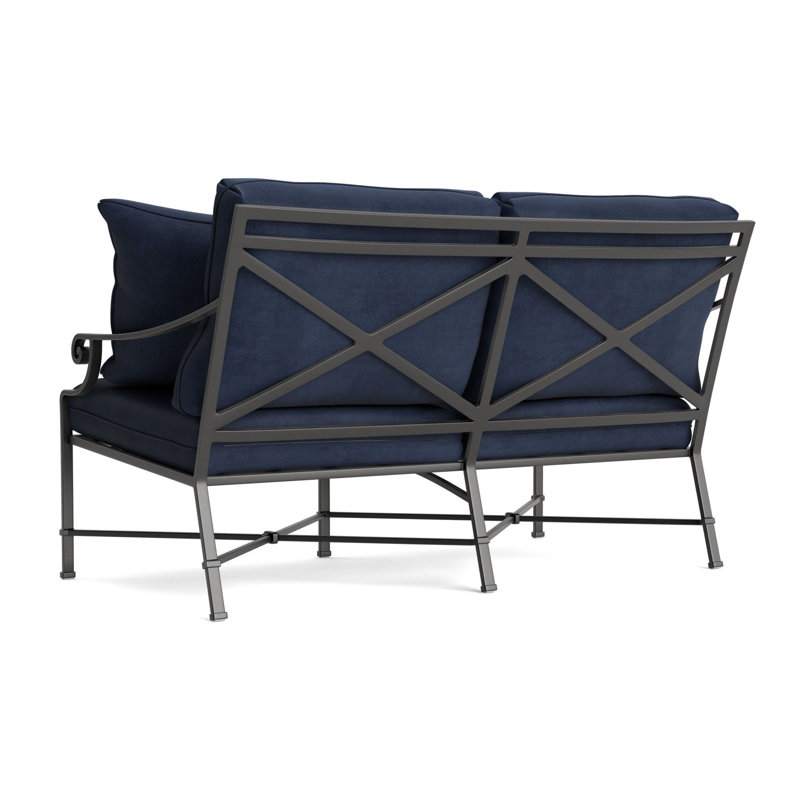 Venetian Outdoor 2 - Seat Loveseat, Textured Pewter, Fusion Neptune