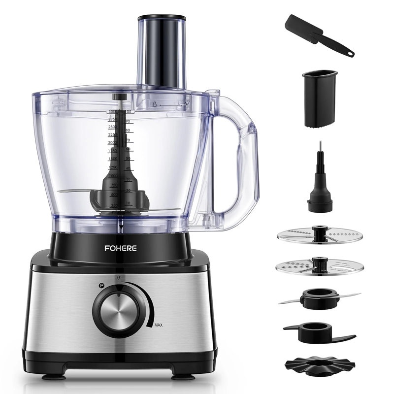14 Cup Food Processor, 800w, 2-speed 6 Functions For Shredding, Slicing, Doughing, Emulsfying And Juicing