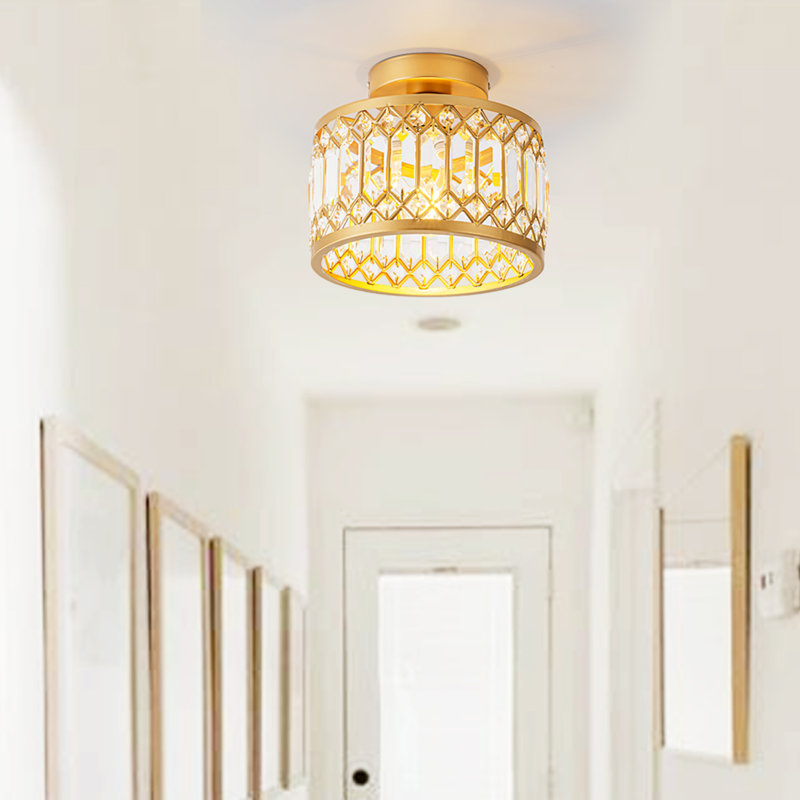 Plafonnier semi-encastré 1 lumière, Doré