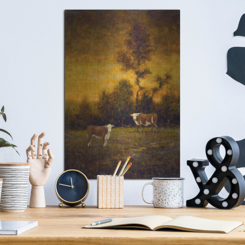  «Cowsiness In Gold» par Michael Fratrich, art mural en métal, 12 po x 16 po, H 16 po x l 12 po