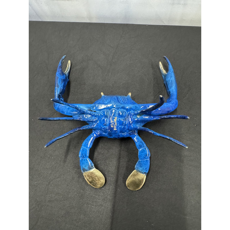 Sculptures & Beyond Blue Crab Cast Bronze Sculpture – Lost-Wax Bronze with Hand-Applied Sapphire Blue Patina – Coastal & Nautical Decorative Art for Home, Office & Yacht Décor – Sapphire Sentinel – 7"H