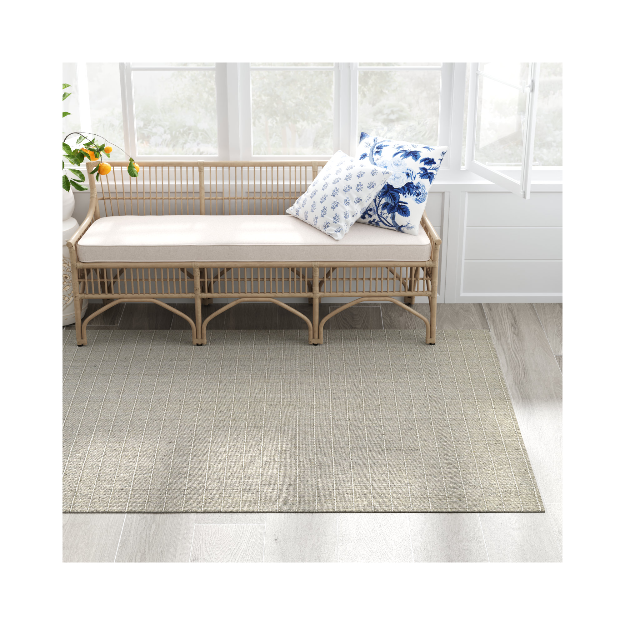 Amita Handmade Natural Rug, Rectangle 5' x 8'