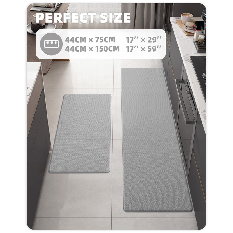 Tapis de cuisine anti-fatigue Jendrik, Gris, 17 po x 59 po et 17 po x 59 po