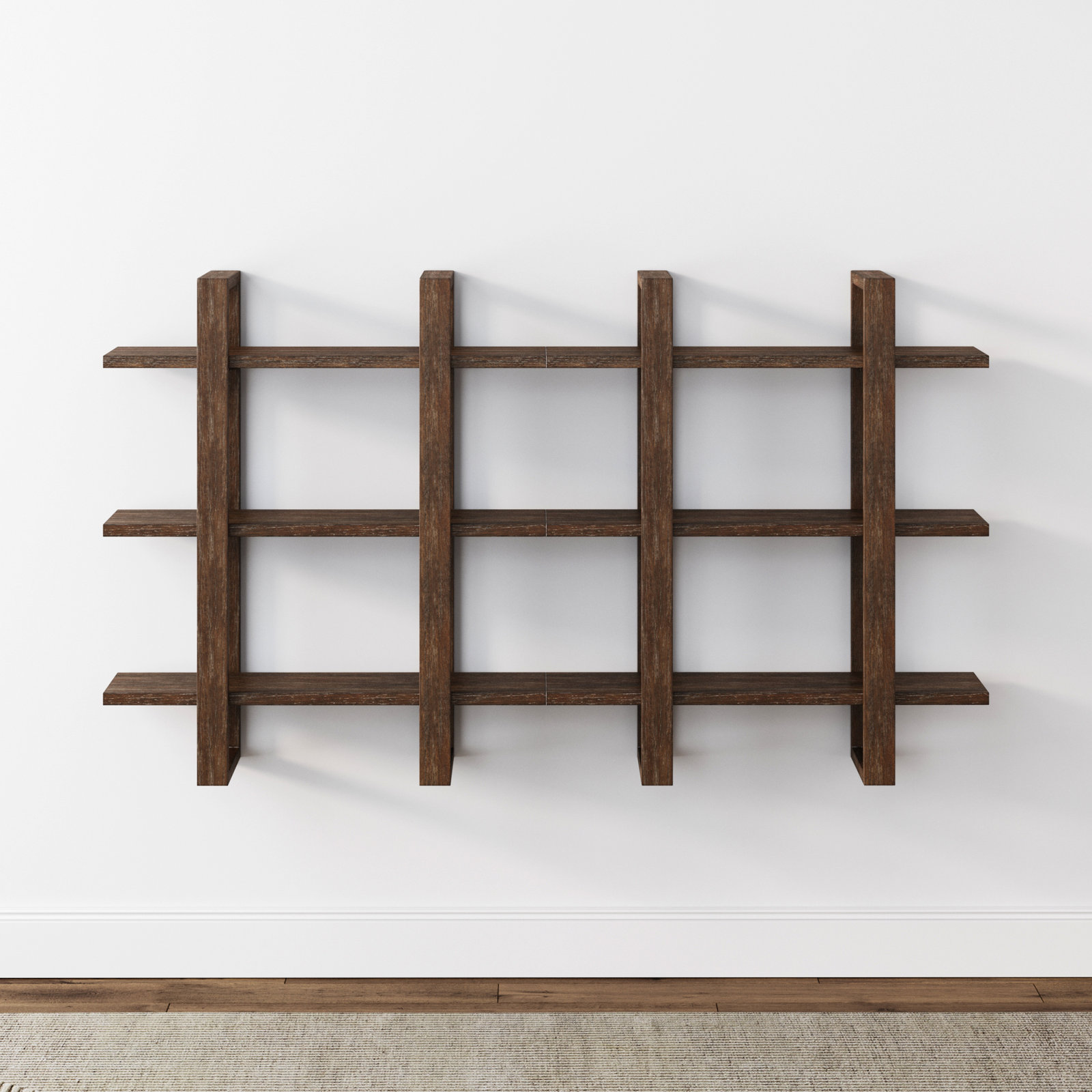Matte White Solid Wood Floating Shelf with Adjusta 2 Piece Solid Wood Floating Shelf, Brown