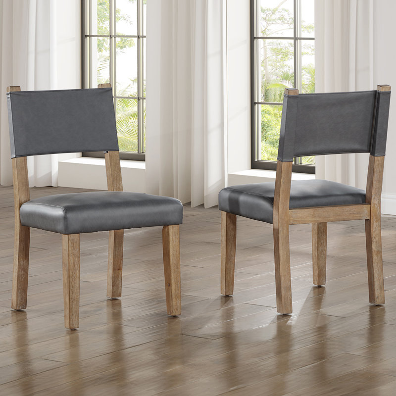 Chaise de salle à manger rembourrée Rickye, Gris, Brun