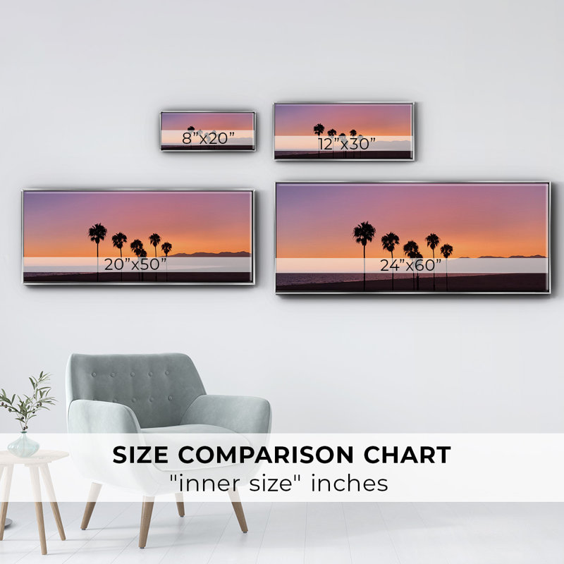 Coucher de soleil de Santa Monica - toile encadrée, H 12 po x l 30 po