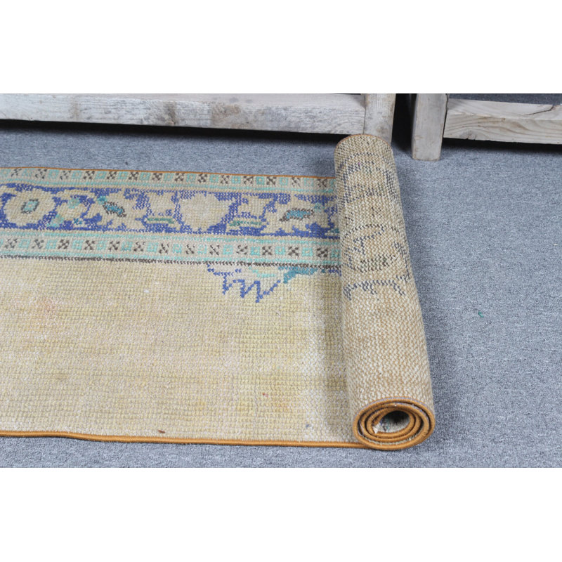 Vintage Turkish Door Mat In Pastel Colors Handwoven With Unique Pattern For Entryway Decor