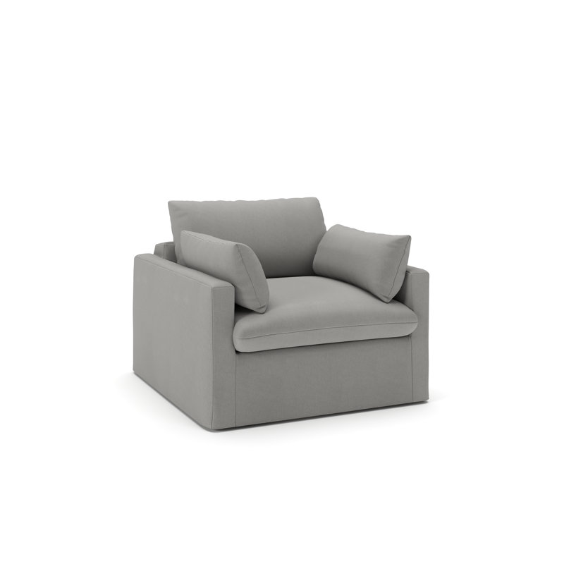 Chaise et demi Luna, Toile gris clair Bayou