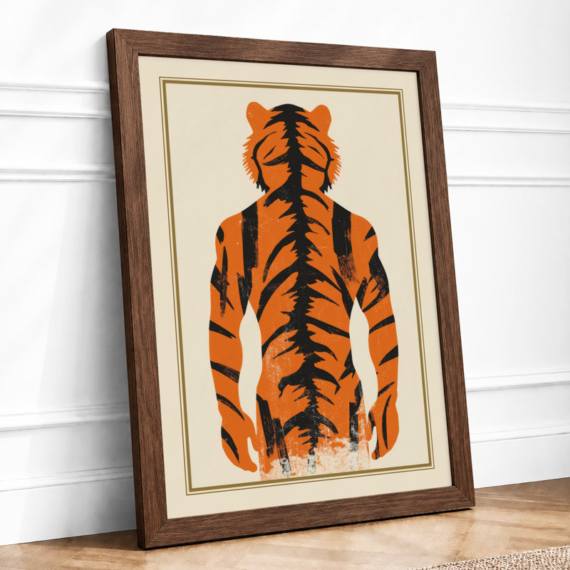 Tiger Stripe Figure Eclectic - Framed Print, Walnut, A4 - 29.7 x 21.0 cm