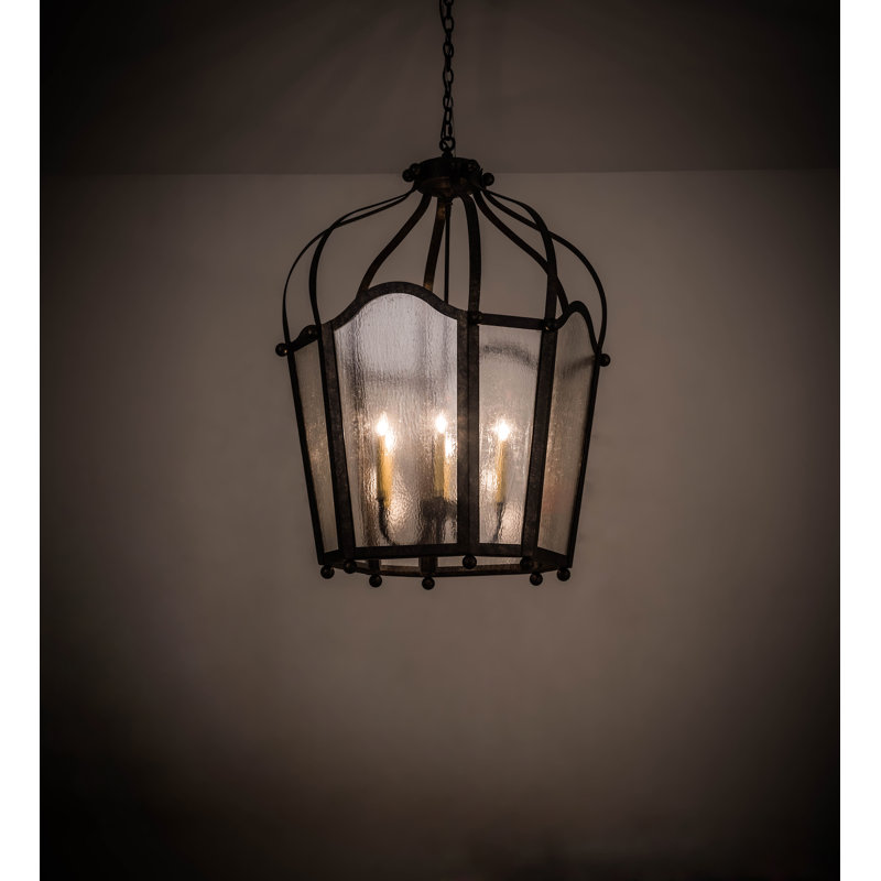 Citadel 6-Light Bronze and Clear Glass Lantern Chandelier
