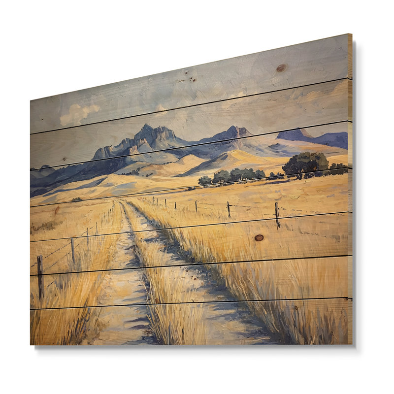 Montagnes Davis au Texas III - paysage moderne, art mural sur bois de pin naturel, H 10 po x l 20 po