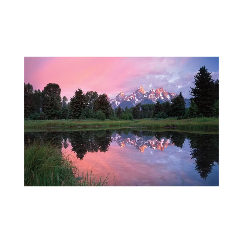 Grand Teton Range And Cloudy Sky At Schwabacher Landing, Reflected In The Water, Grand Teton National Park, Wyoming I by Tim Fitzharris - Wrapped Canvas Gallery-Wrapped Canvas Giclée