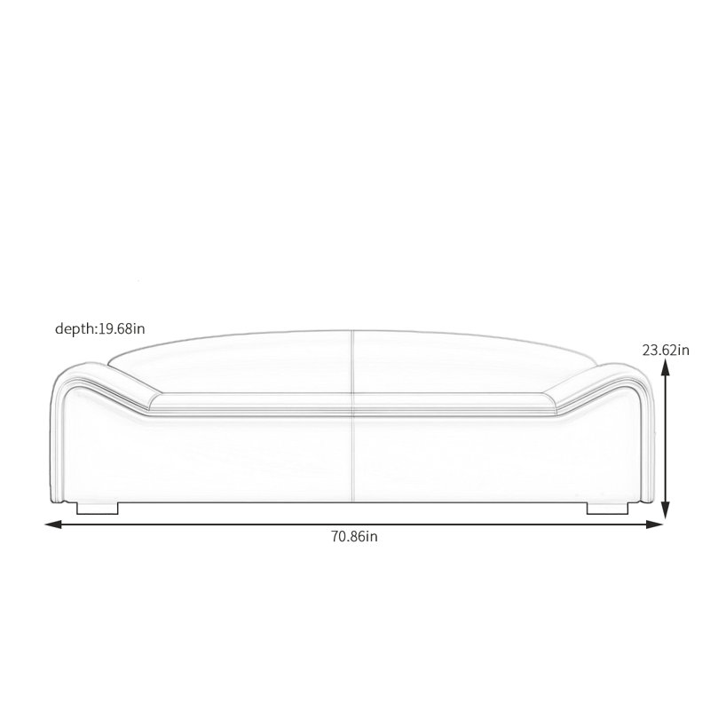 Banc rembourré en cuir Cardon, H 23,62 po x l 70,86 po x P 19,68 po, Orange