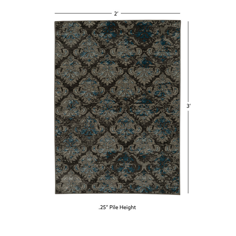Tapis oriental à poils courts brun et beige Barnon, Rectangle 2 pi x 3 pi
