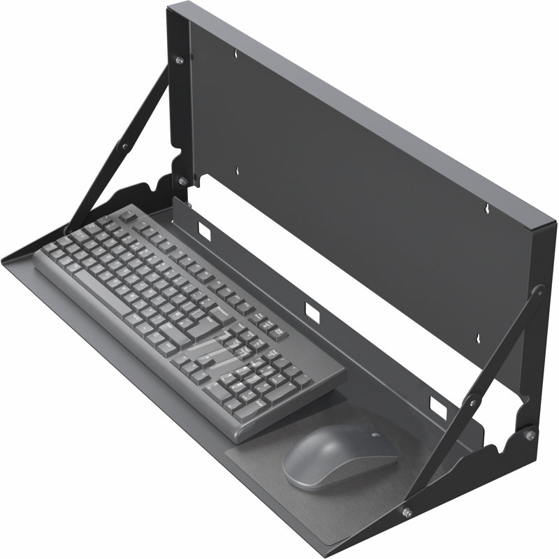 Vivo Black Flip Down 24 Inch Keyboard Tray Wall Mount With Mouse Pad