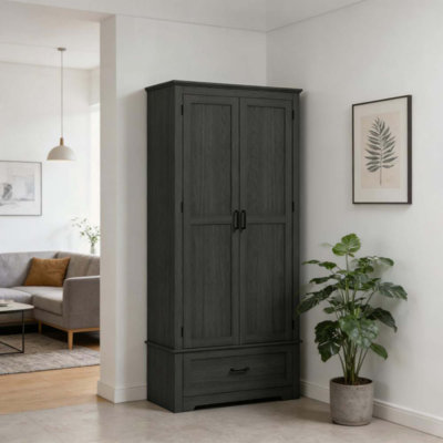 Armoire de style nordique, grand garde-manger avec portes, tiroir et tablettes réglables pour la maison