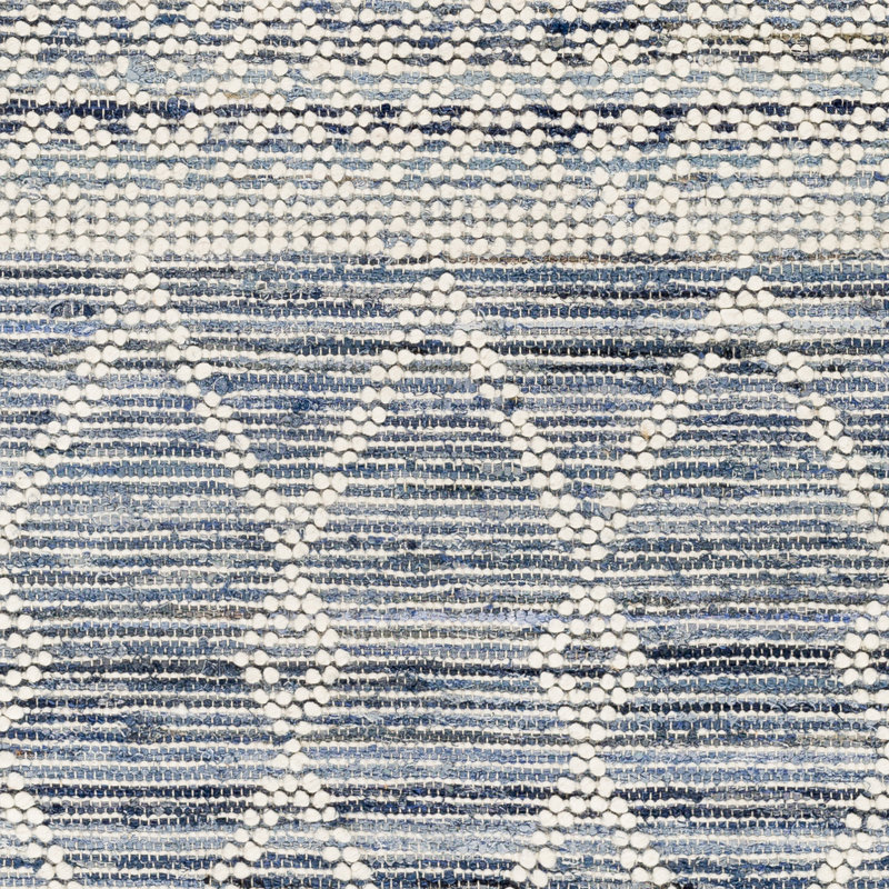 Tapis bleu / ivoire à tissage plat Andersonville, Rectangle 5 pi x 7 pi 6 po