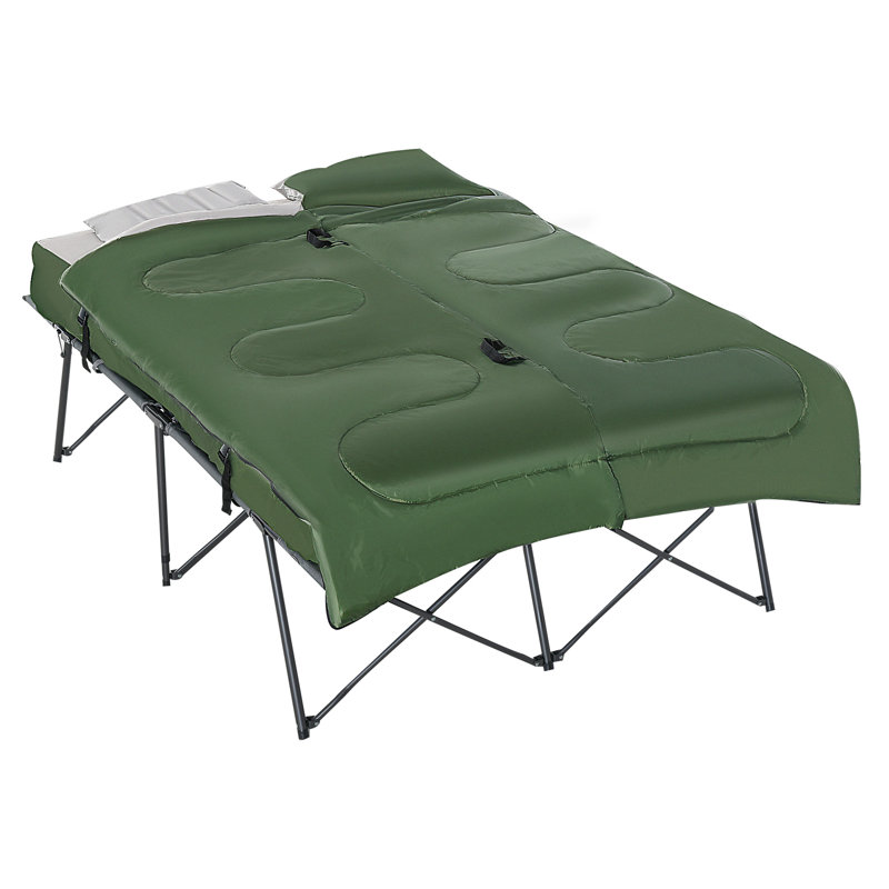 Ensemble de lit de camp portatif pour 2 personnes avec sac de couchage, matelas gonflable, coussins de confort et sac de transport, doux et confortable pour les vacances à la plage