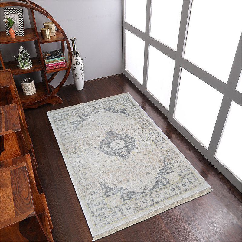 Selma Washable Rugs Area Rugs for Living Room, Wool Rugs for Bedroom, Dining Room, Non Slip, Low Pile Vintage Rug Indoor - MACHINE MADE POLYESTER AREA RUGS - Rectangle, Cream Color, Oriental Design, Area Rugs for Living Room, Bed Room
