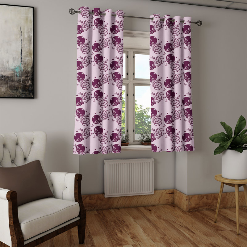 Rideau décoratif japonais à 2 panneaux avec œillets East Urban Home, prune rose pâle, L 50 po x L 54 po