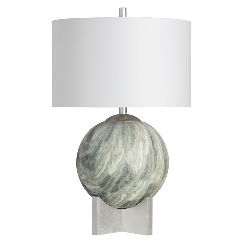 29.5" Wood Table Lamp With White Shade