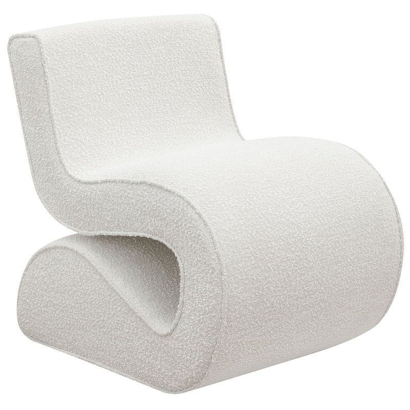 Chaise courbée sans accoudoirs Austin Boucle, Crème