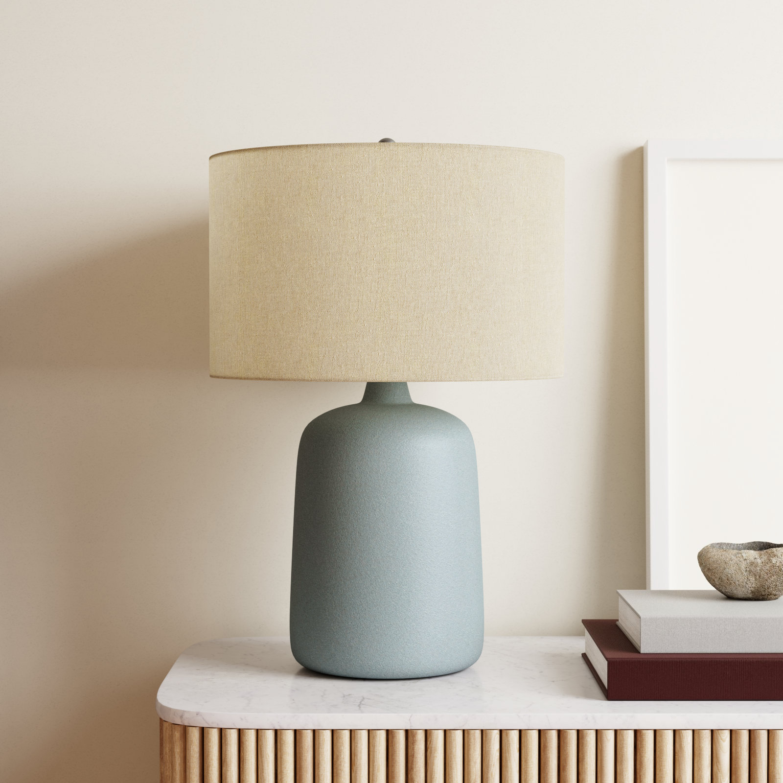 Dilan Ceramic Table Lamp, Dark Gray