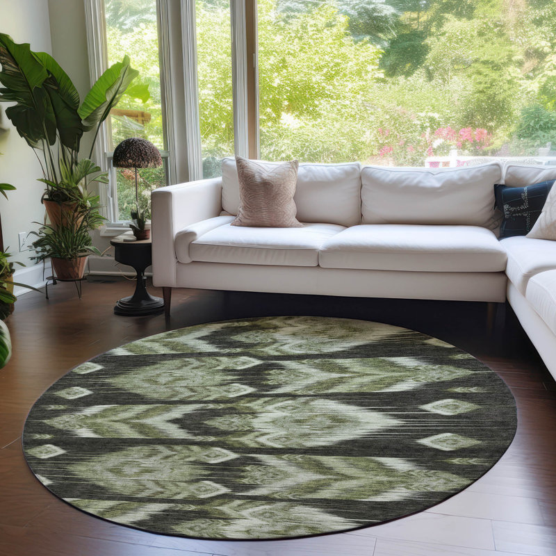 Lummus Southwestern Indoor / Outdoor Rug, Round 8'