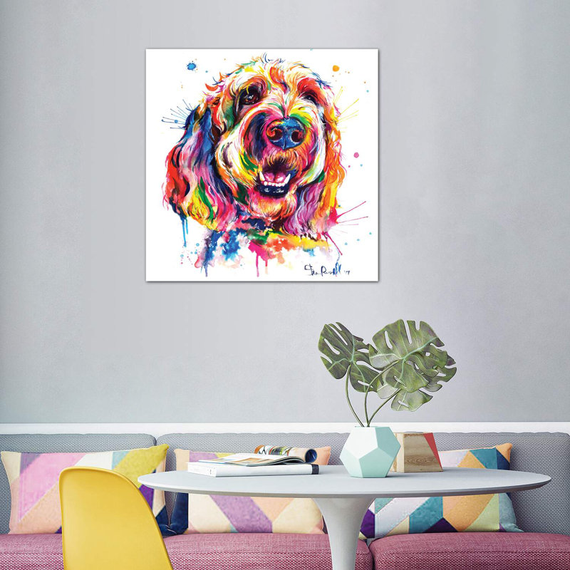 Goldendoodle par Weekday Best - impression d'art graphique, H 37 po x l 37 po x P 1,5 po, Toile tendue
