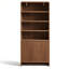 Bibliothèque moderne Dulane à 6 niveaux, 180 cm (H) x 81 cm (L), avec 2 portes, étagères réglables et bords arrondis, brun-1342024504