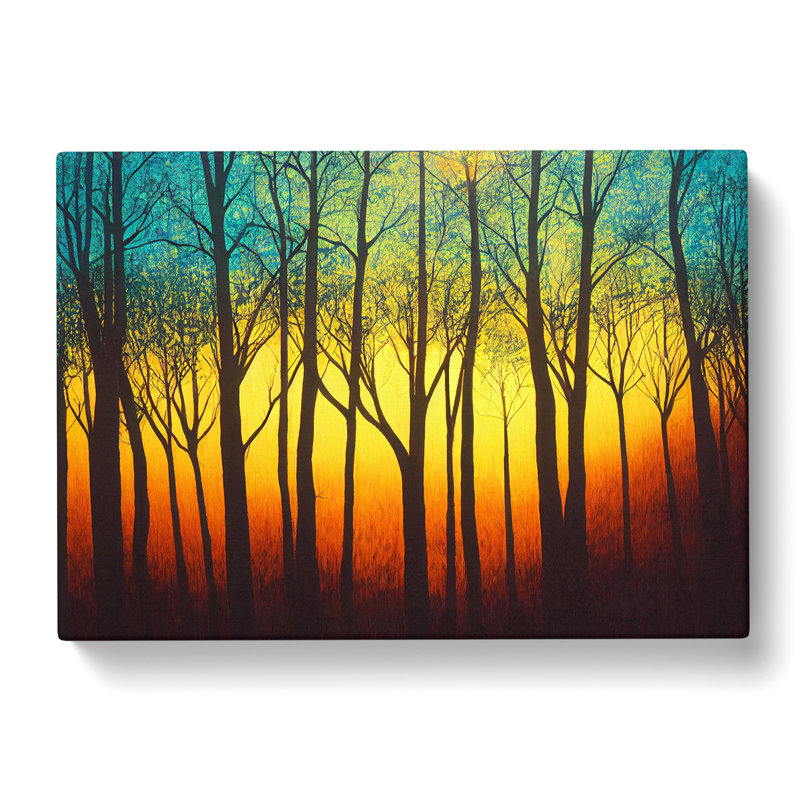 Bold Summer Forest Sunset Vol.1 - Wrapped Canvas Painting, 35cm H x 50cm W x 3cm D