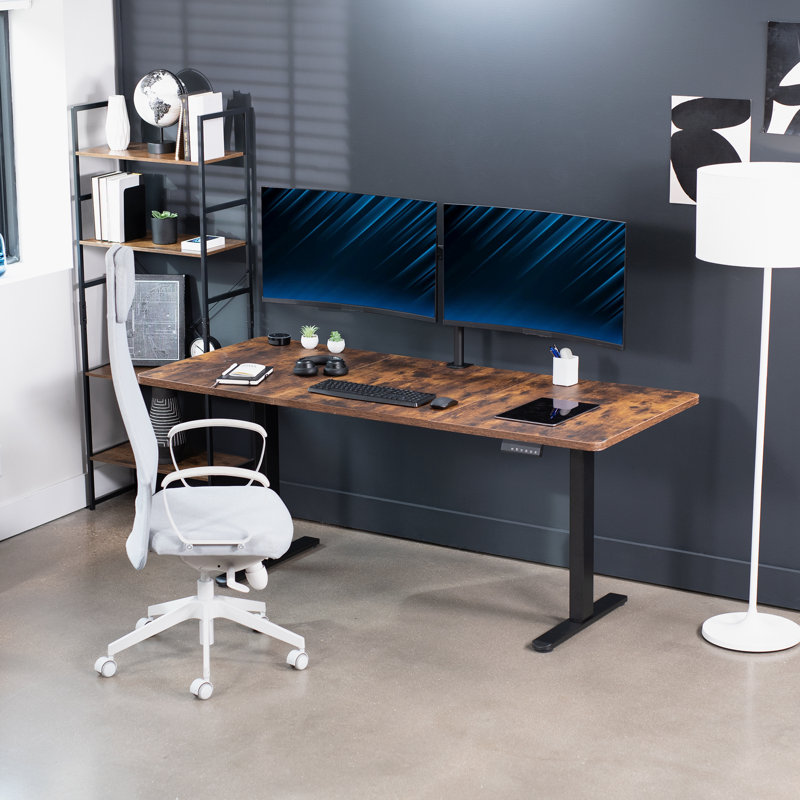 VIVO Electric Dual Motor 71” x 30” Standing Desk, E2B7B Series, Vintage Brown/Black