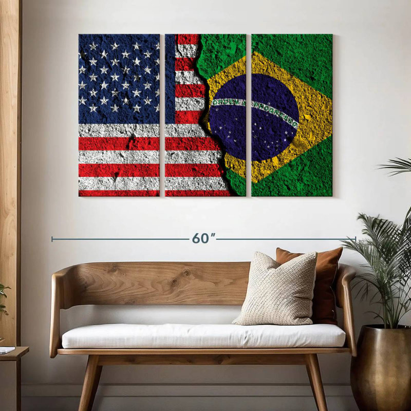 Drapeau du Brésil fissuré, H 32 po x l 50 po