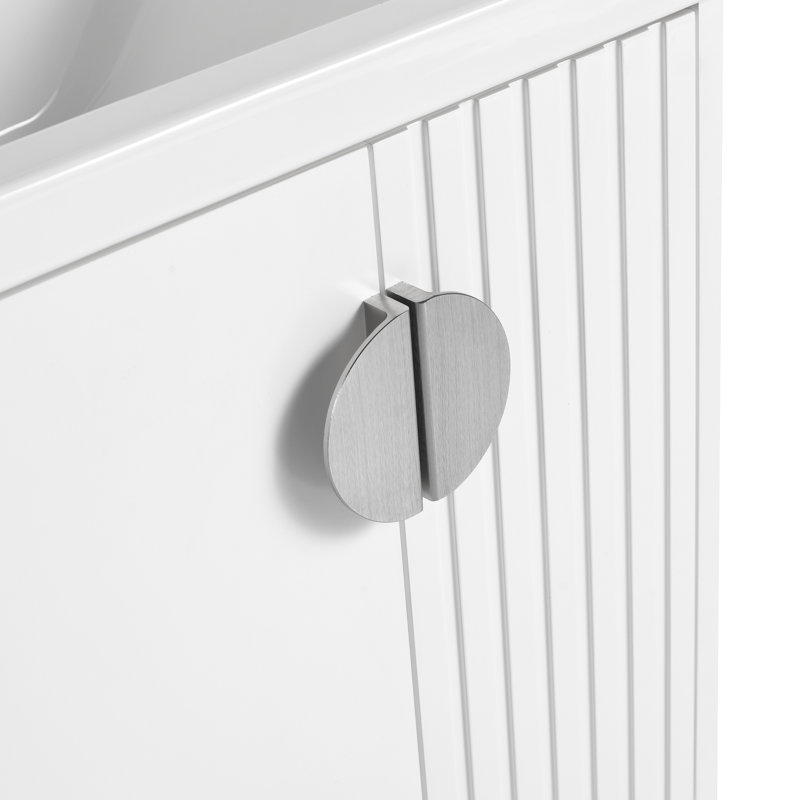 Armoire de salle de bain avec lavabo en céramique et design contemporain - portes de fermeture en douceur chic pour salle de bain de 24 pouces, petite