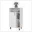 Armoire blanche avec rangement ouvert et 1 porte