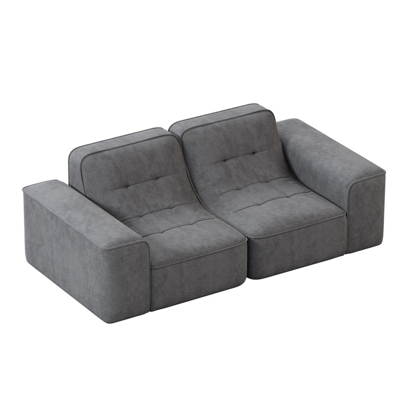 Canapé modulaire 83,6 po à 3 places 83,6 po avec capitonnage, canapé moderne en chenille scintillante, canapé profond pour salon, appartement, bureau, studio