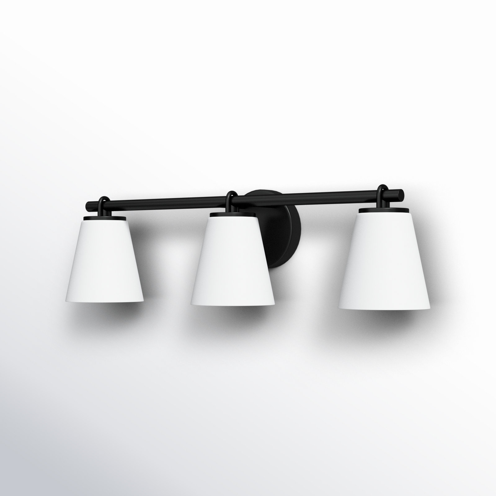 Kenn 3 Light Frosted Dimmable Vanity Light, Matte Black