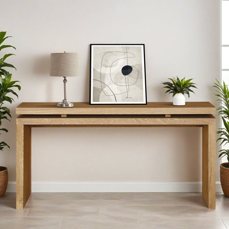 Table d'appoint 59,85 "pour vestibule dans le couloir, Brun antique
