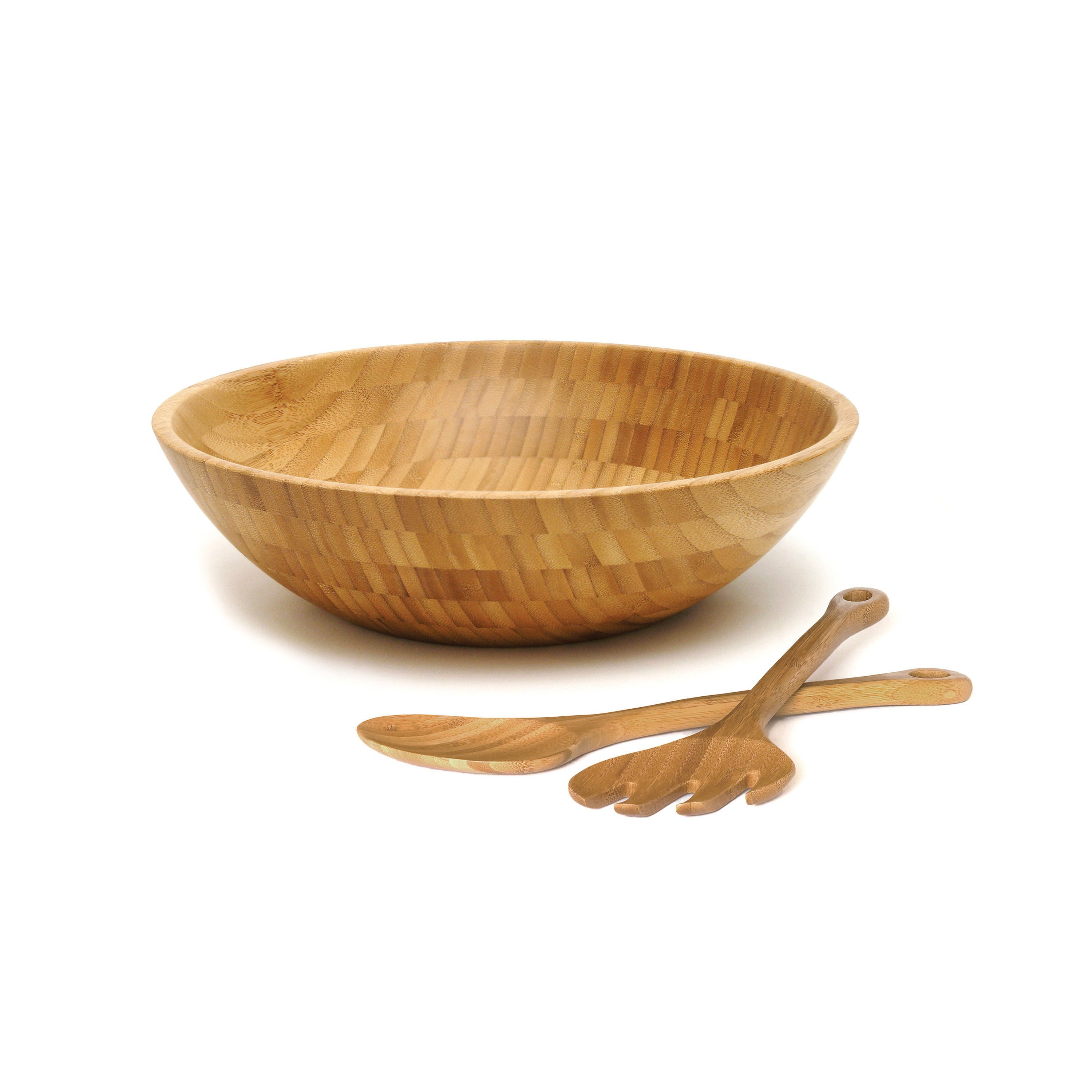 Lipper Bamboo Salad Bowl, Large With Servers Wayfair Canada