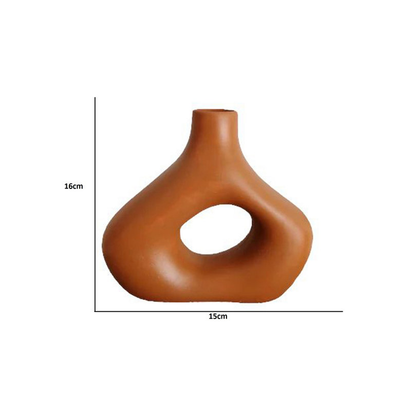 Coye Ceramic Table Vase, 19cm H x 15cm W x 4cm D, Tan