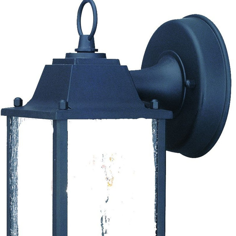 Lanterne murale suspendue en verre givré, Noir mat