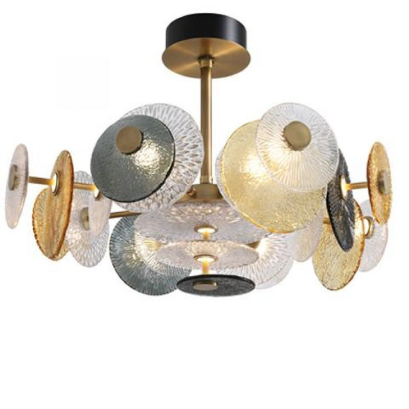 Lustre spoutnik sphérique clair avec détails en cristal Casablanca, Givré, 56" Diameter x 27" Height, Nickel poli
